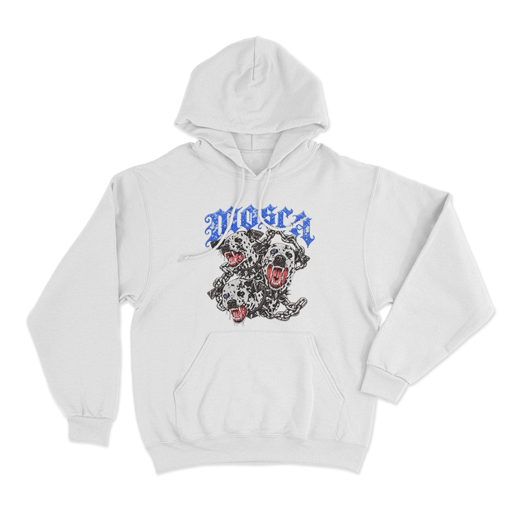Mosca Chained Hellhounds Unisex Hoodie White Mosca Chained Hellhounds Unisex Hoodie White